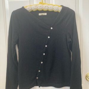 Madewell Black Knit Asymmetrical Cardigan